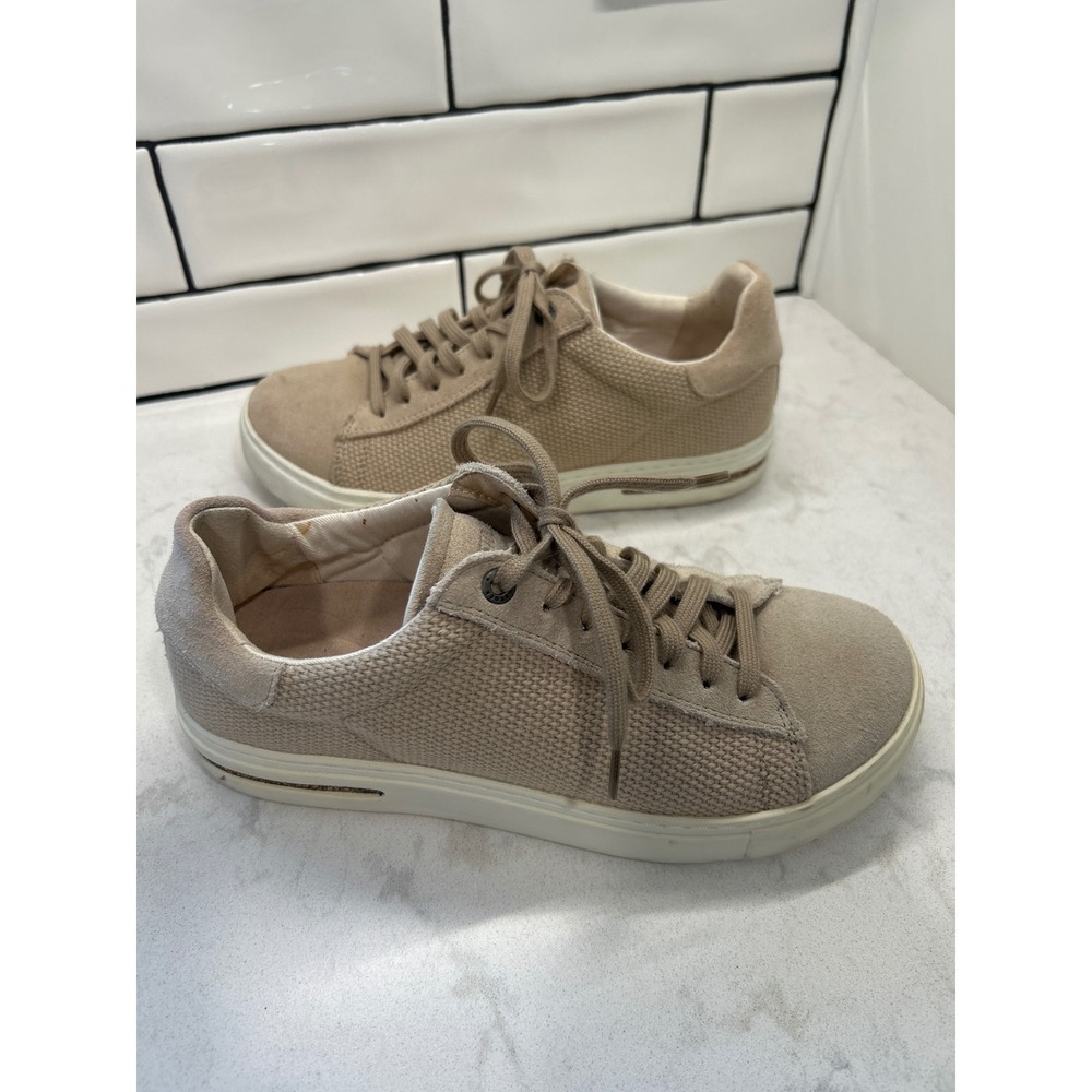 Birkenstock Bend Low Sneakers Womens 38 7 Sand Beige Suede Textile Casual